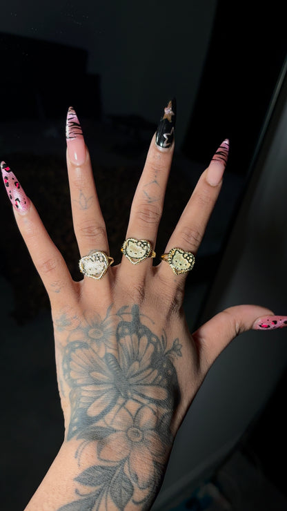 HK Heart Face Ring